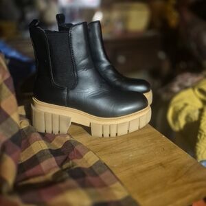 Sugar Black and Tan Platform Heeled Boots